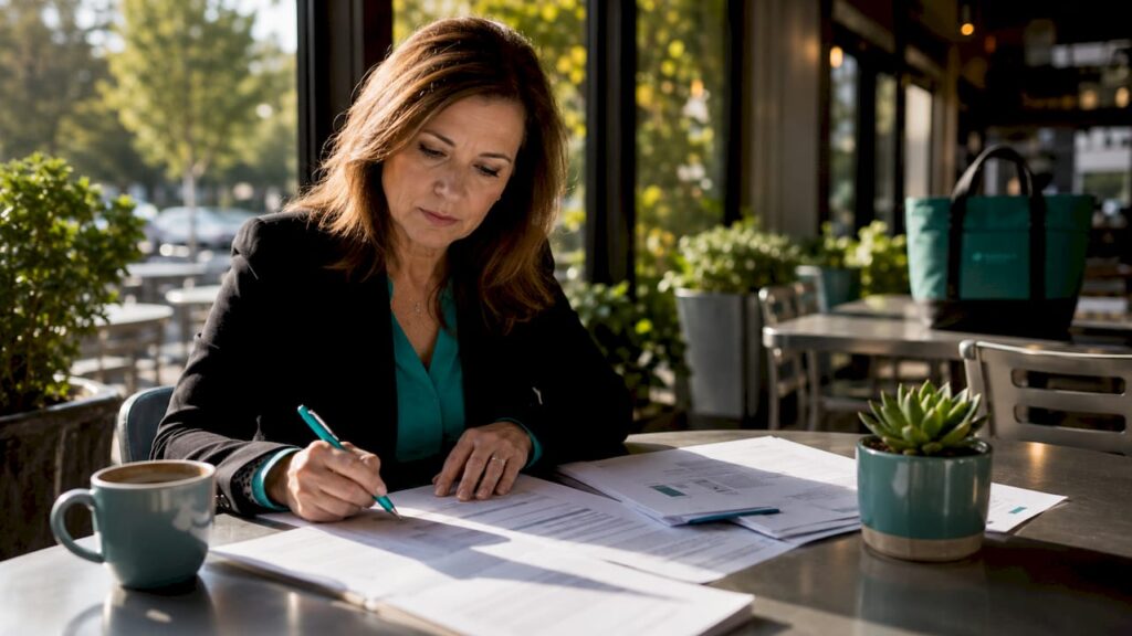 Compliance officer reviewing gas generation documents